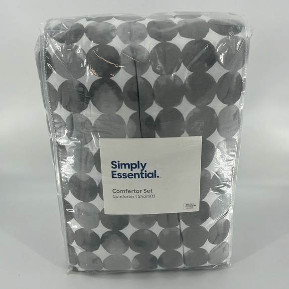 SIMPLY ESSENTIAL Comforter Set Twin/TwinXL Watercolor Dot Grey - Picture 1 of 9